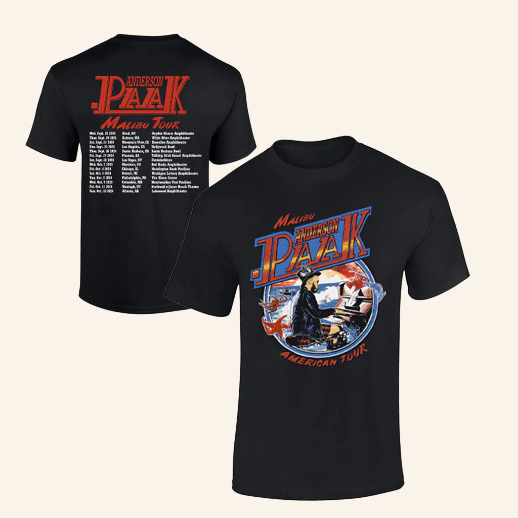 Anderson Paak Merch Malibu Tour 2025 Black T-Shirt Gifts For Best Friends Anderson Paak Merch Malibu Tour 2025 Black T-Shirt Gifts For Best Friends