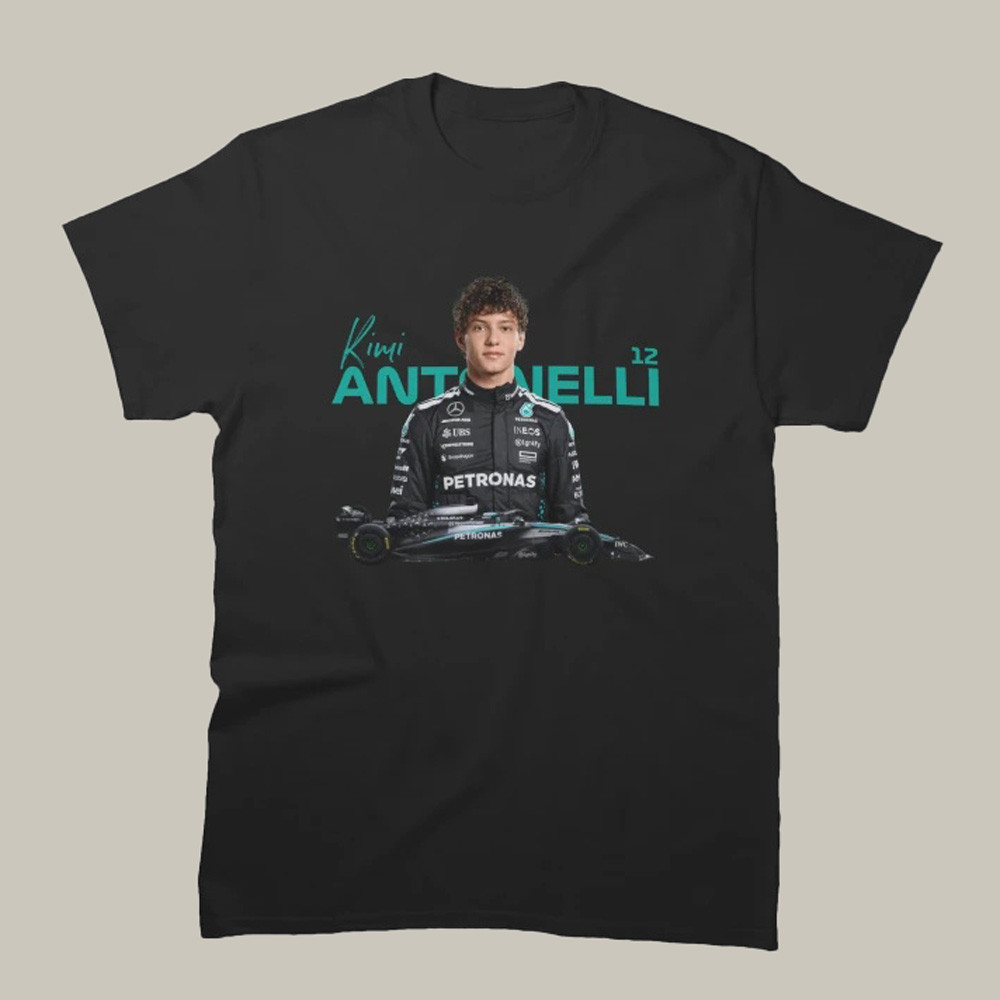 Andrea Kimi Antonelli Portrait T-Shirt F1 Driver Andrea Kimi Antonelli Merch Car Racing Lover Gift For Father