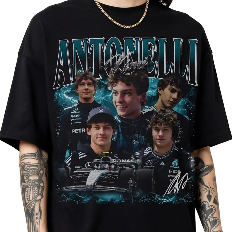 Andrea Kimi Antonelli Portrait T-Shirt F1 Racing Drvier Clothes Andrea Kimi Antonelli Fan Gift For Dad