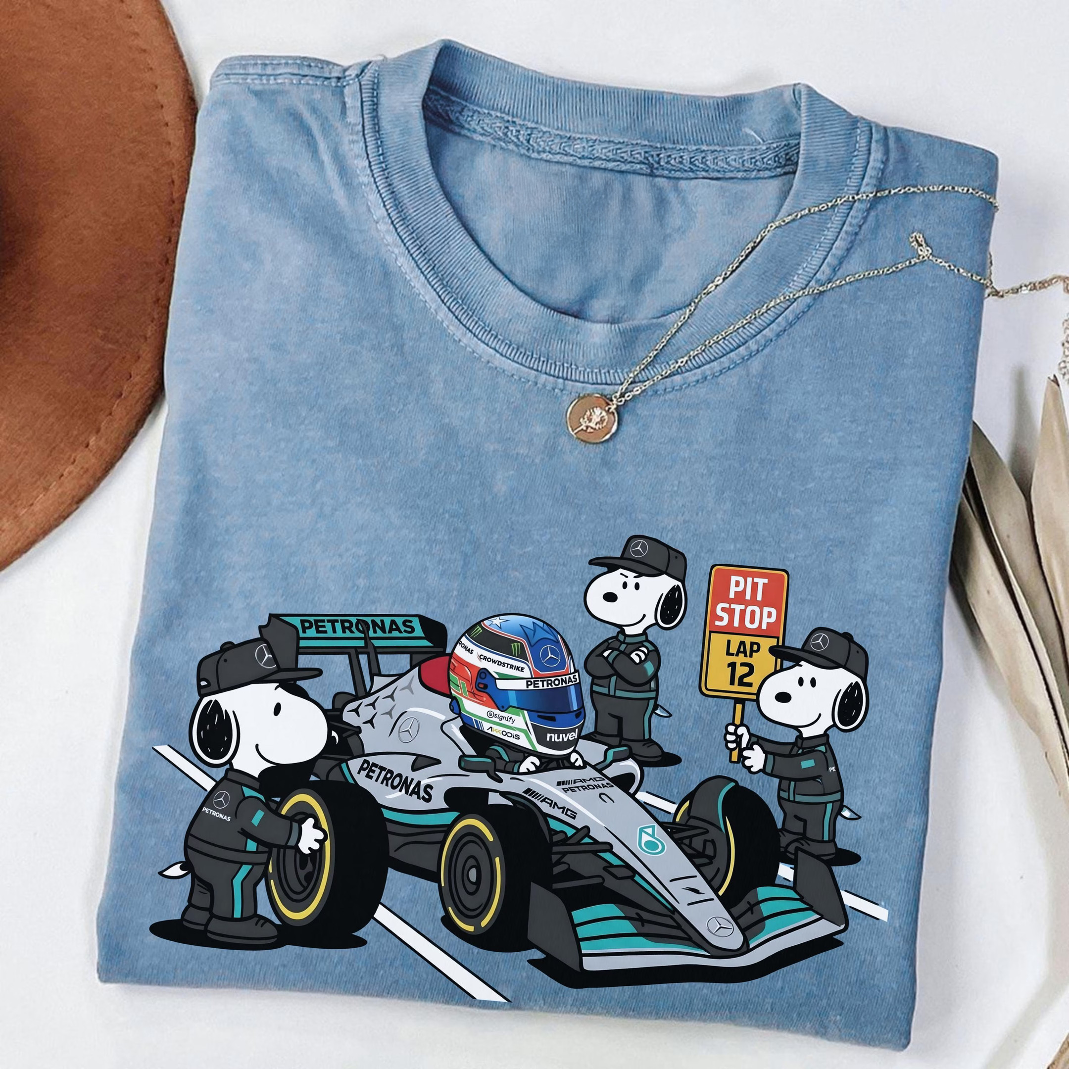 Andrea Kimi Antonelli x Snoopy Dog Merch F1 Car Racing T-Shirt Snoopy Lover Gift For Fans