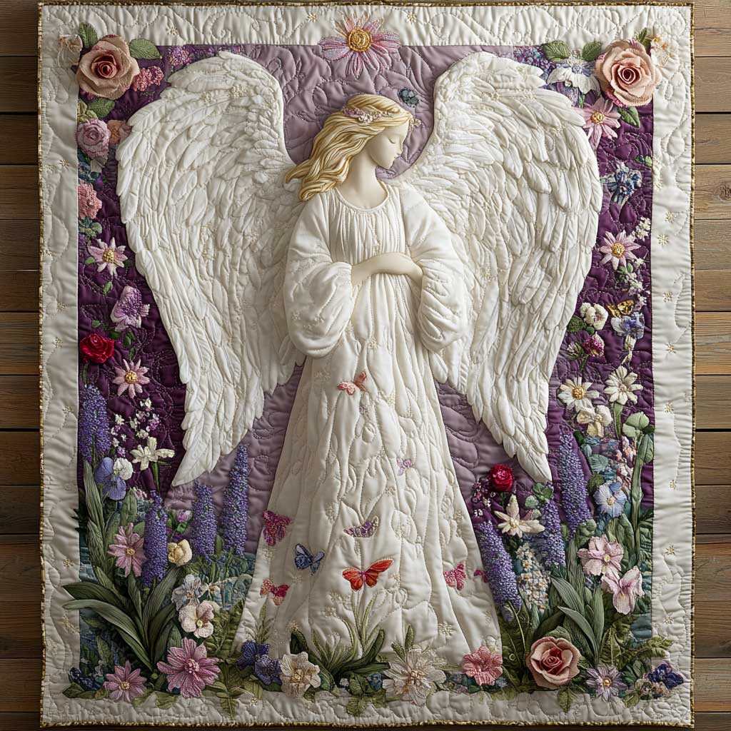 Angel And Elephant Quilt Blanket Spiritual Garden Cozy Healing Gifts