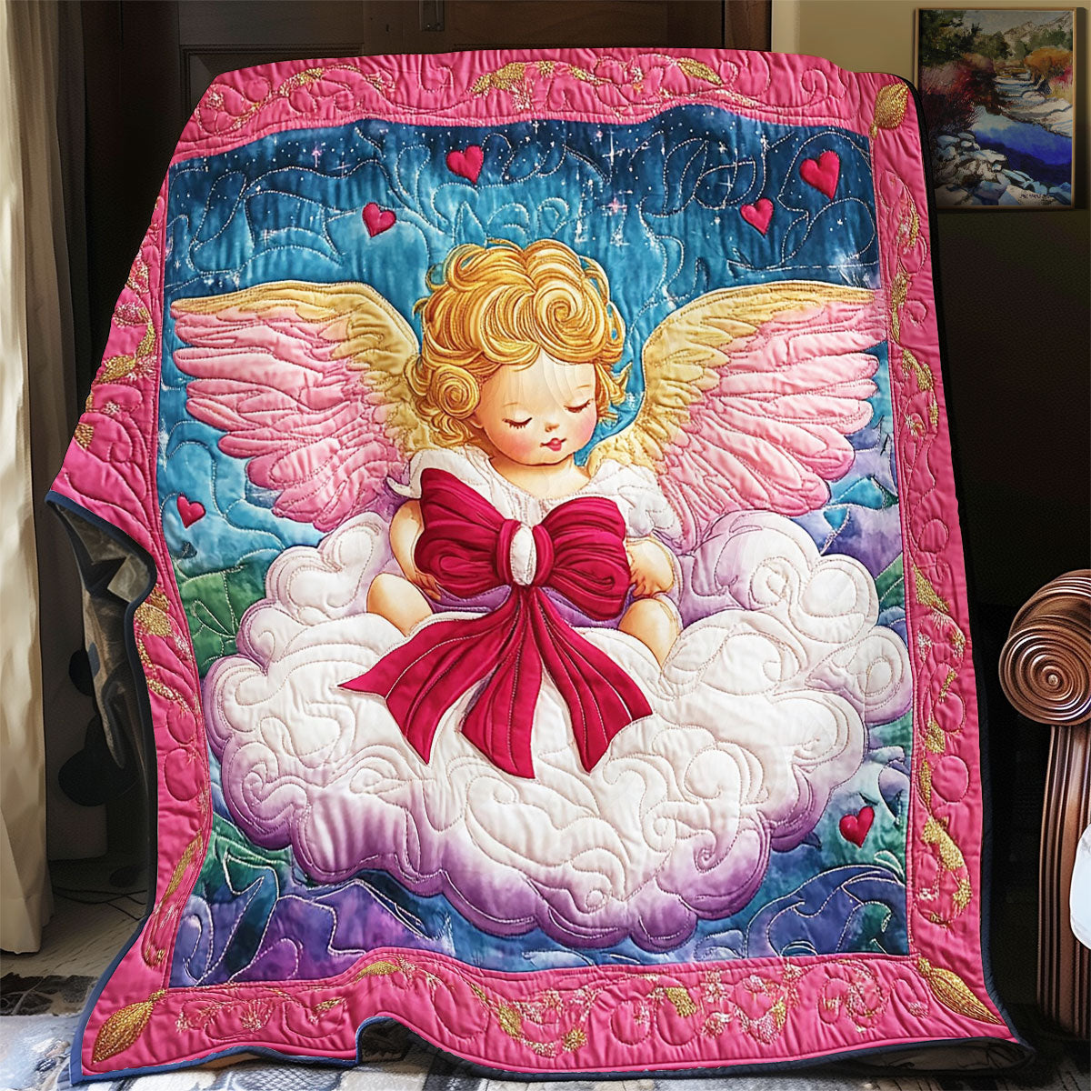 Angel Appears Quilt Blanket Spiritual Garden Cozy Healing Gifts For Mom