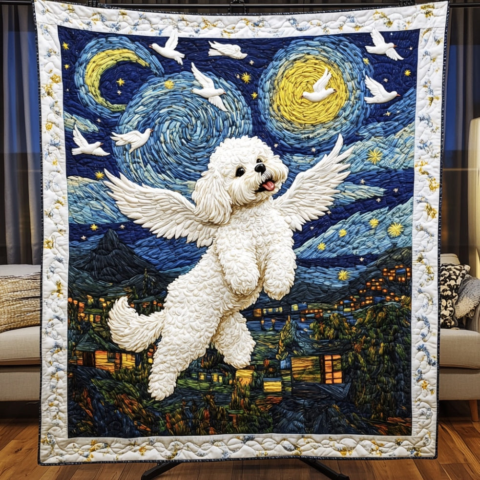 Angel Baby Quilt Blanket Spiritual Garden Cozy Healing Gifts For Bichon Lovers