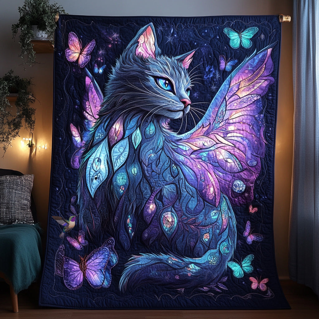 Angel Cat Quilt Blanket Spiritual Themed Presents For Cat Lovers