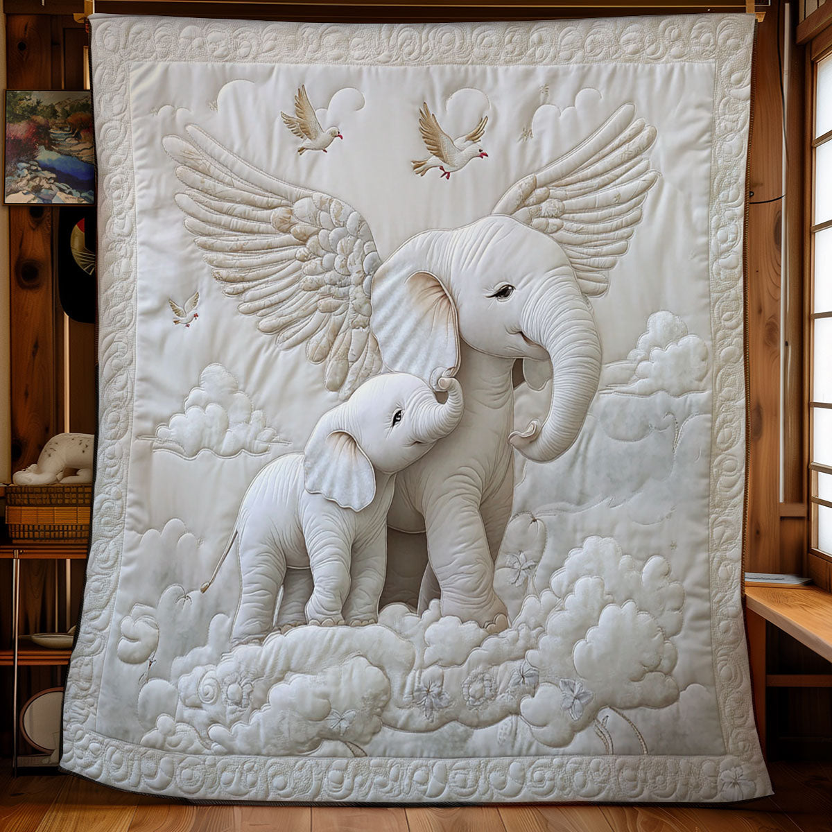 Angel Elephant Quilt Blanket Elephant With Wings Spiritual Gifts For Elephant Lovers