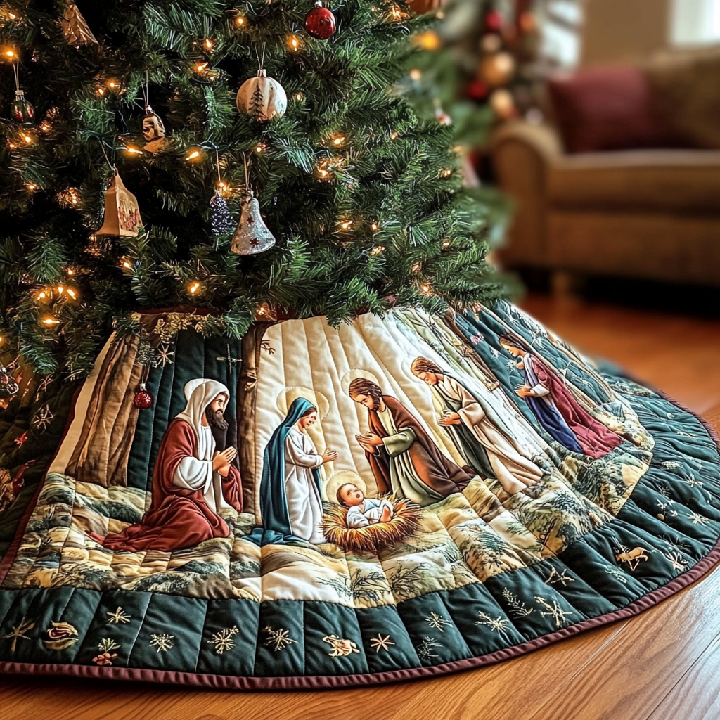 Angel Glow Christmas Quilted Tree Skirt Christmas Hearth And Home Decor