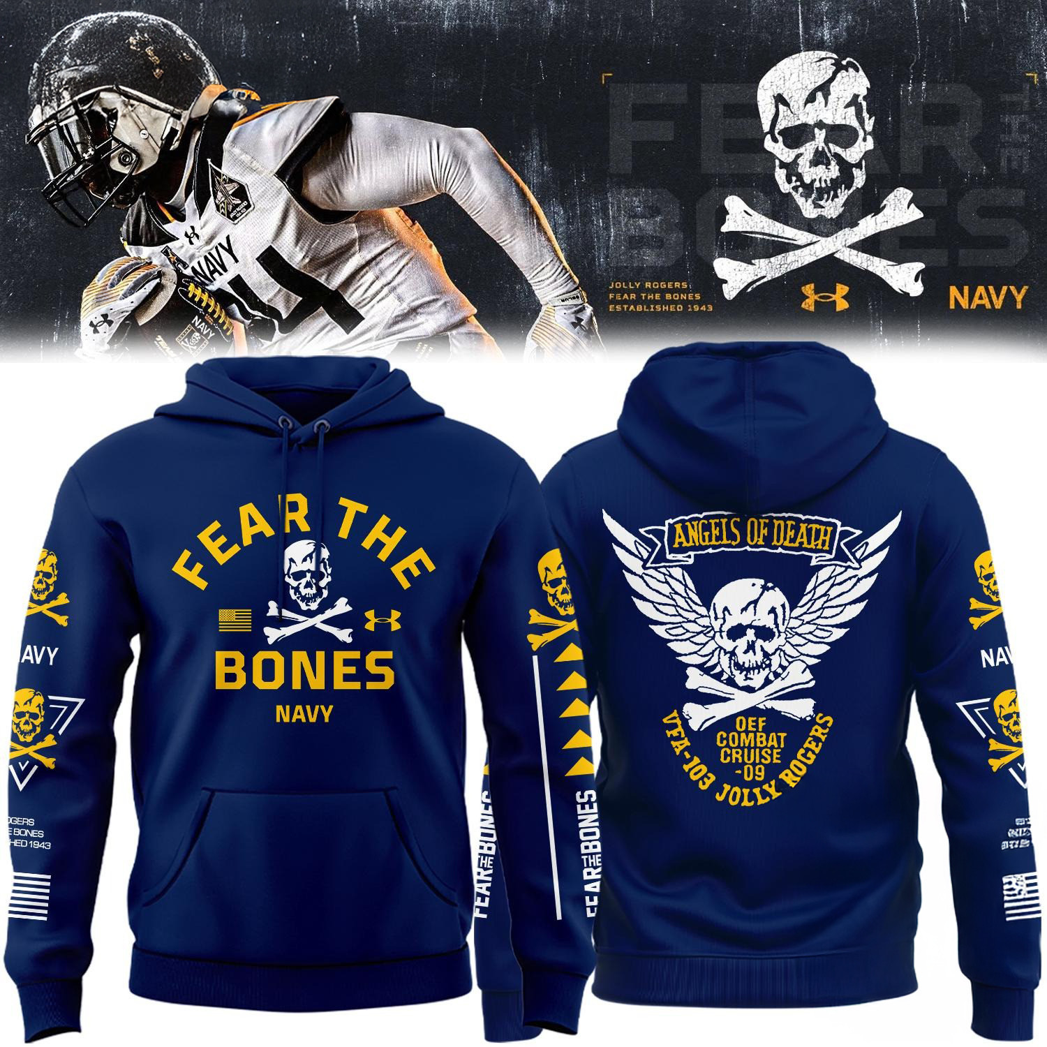 Angel Of Death Jolly Rogers Navy Midshipmen Hoodie Gifts For Fans