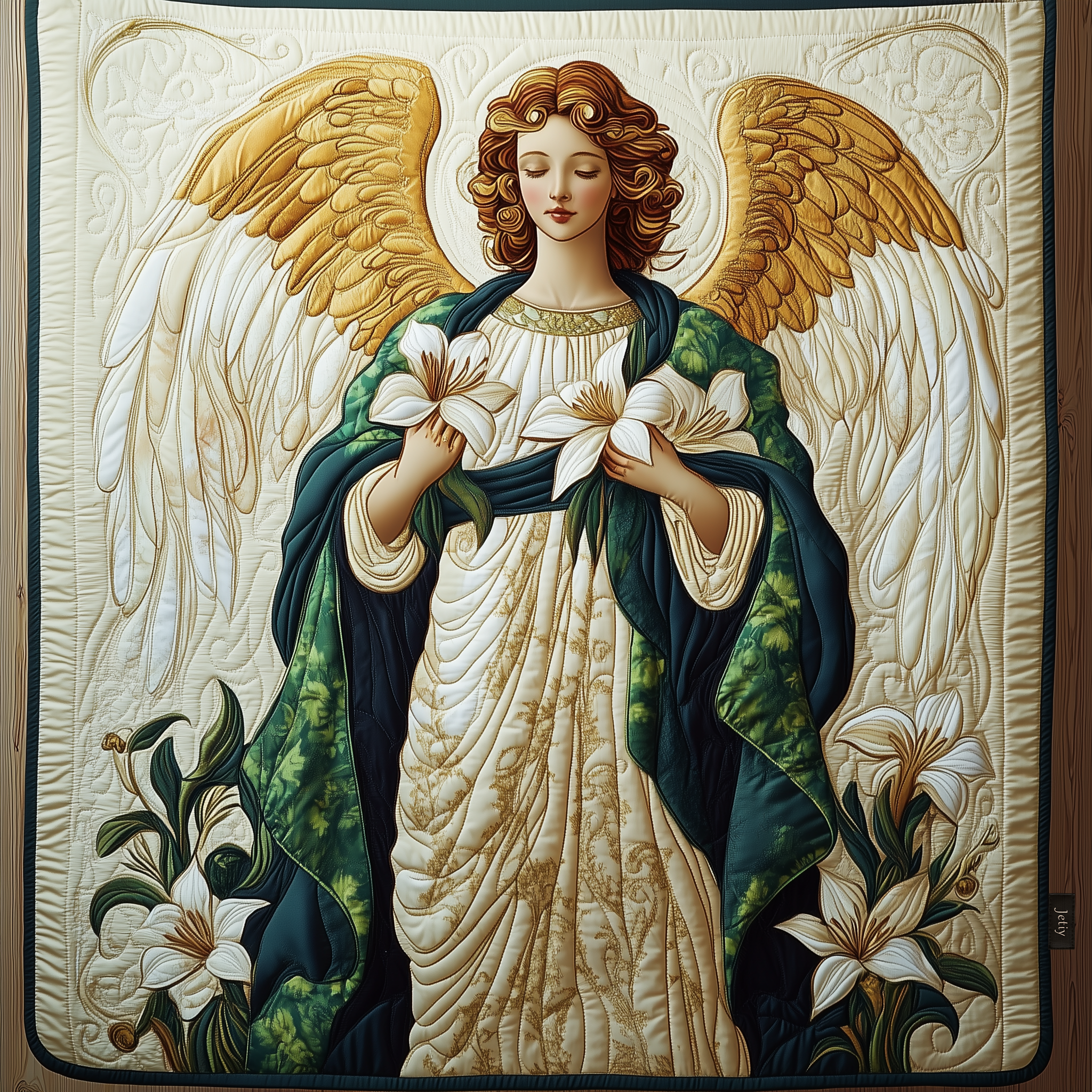Angel of Peace Quilted Blanket Religious Floral Pattern Gifts For Angel Lovers