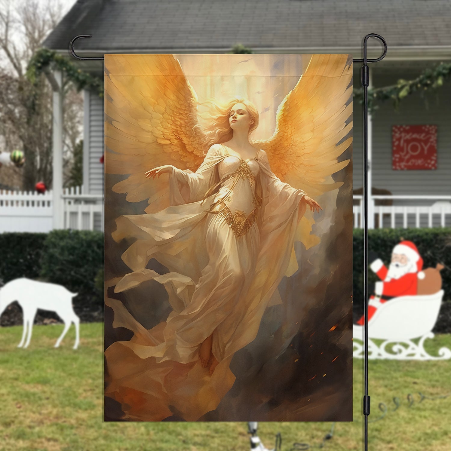Angel On The Sky Christmas Flag Angel Design Xmas Garden Flag Gifts For Christians