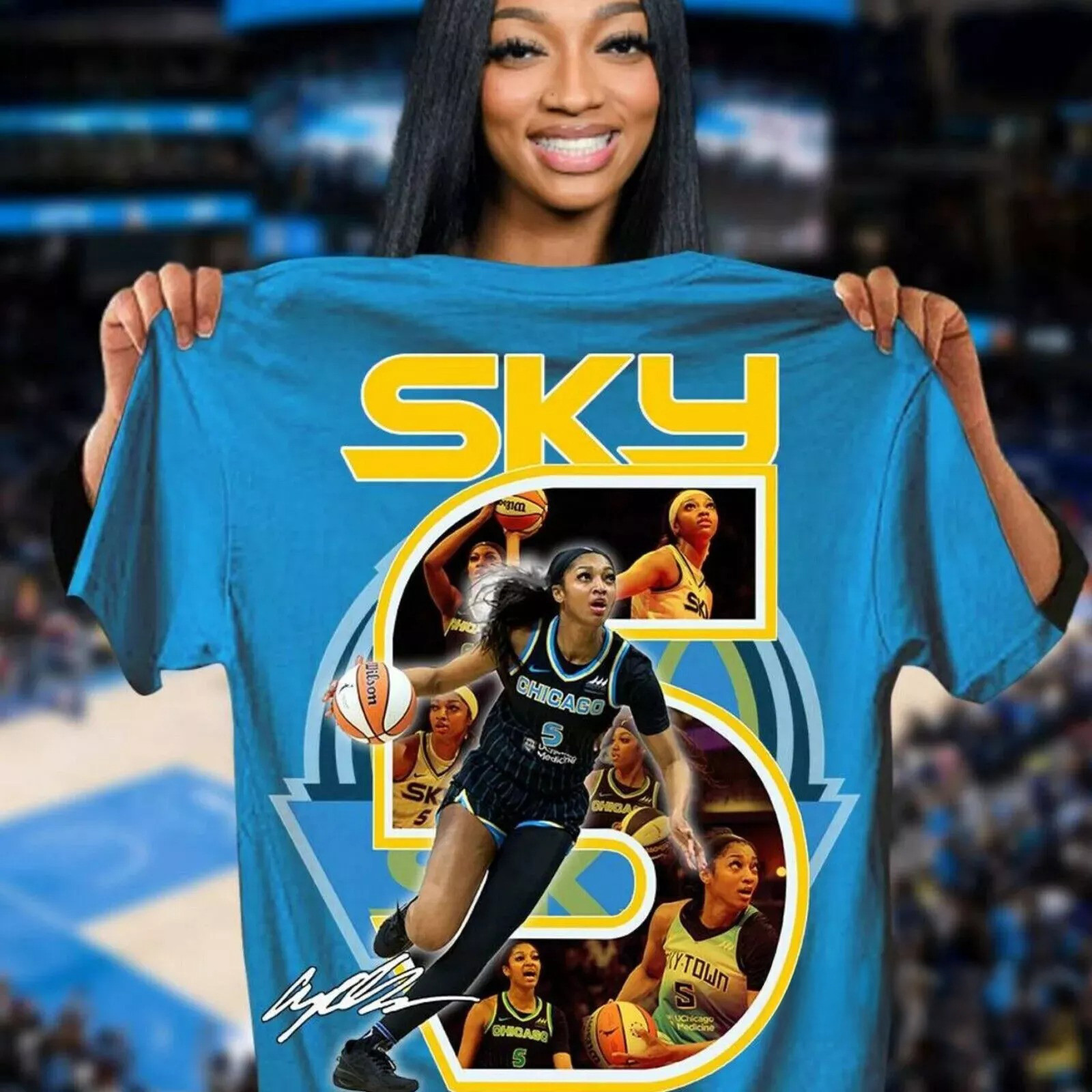 Angel Reese Chicago Sky Blue Shirt Gift for Basketball Fans