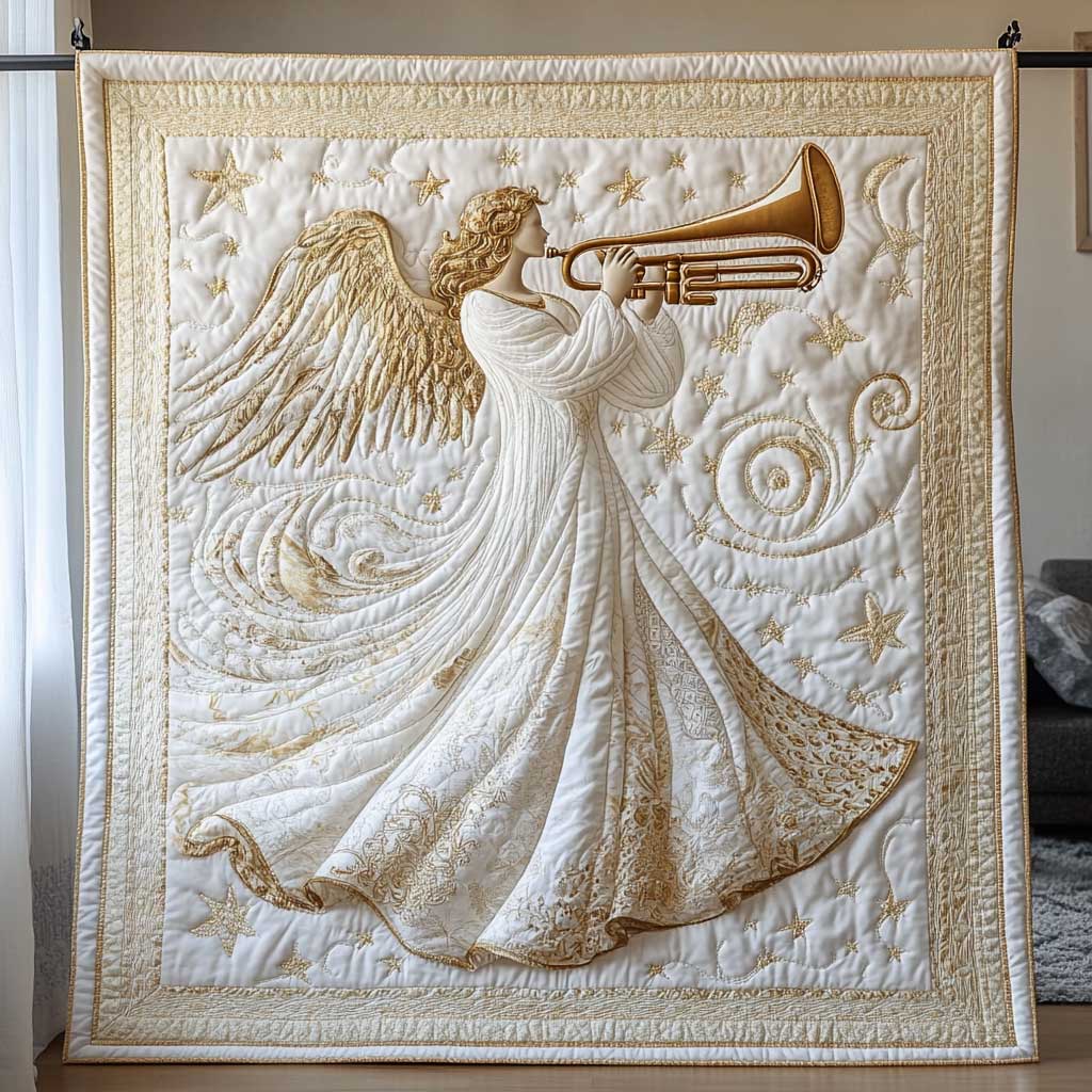Angel Trumpet Quilt Blanket Christmas Holiday Spiritual Gift