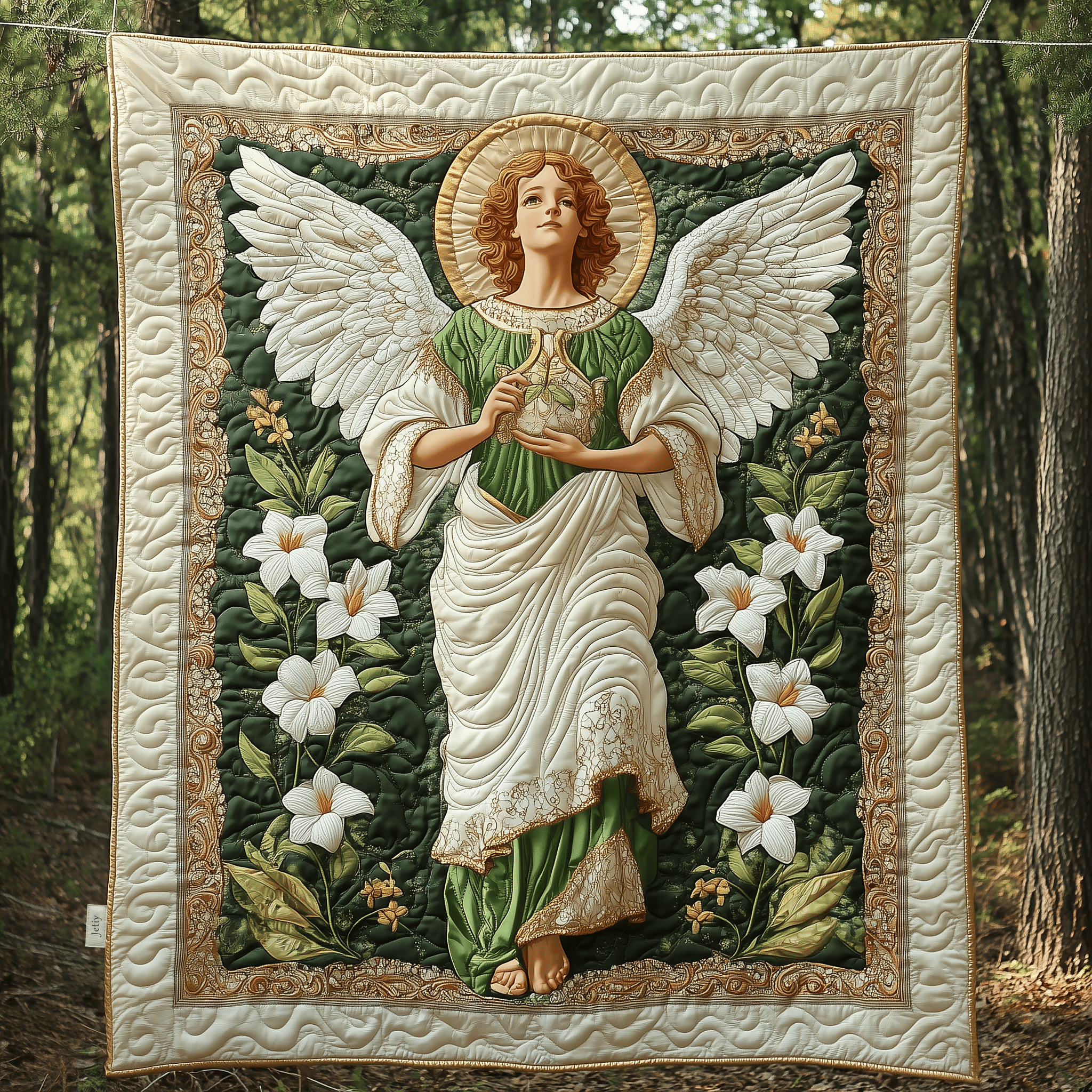 Angel With Lilies Quilted Blanket Christmas Throw Blanket Christmas Gifts For Parents