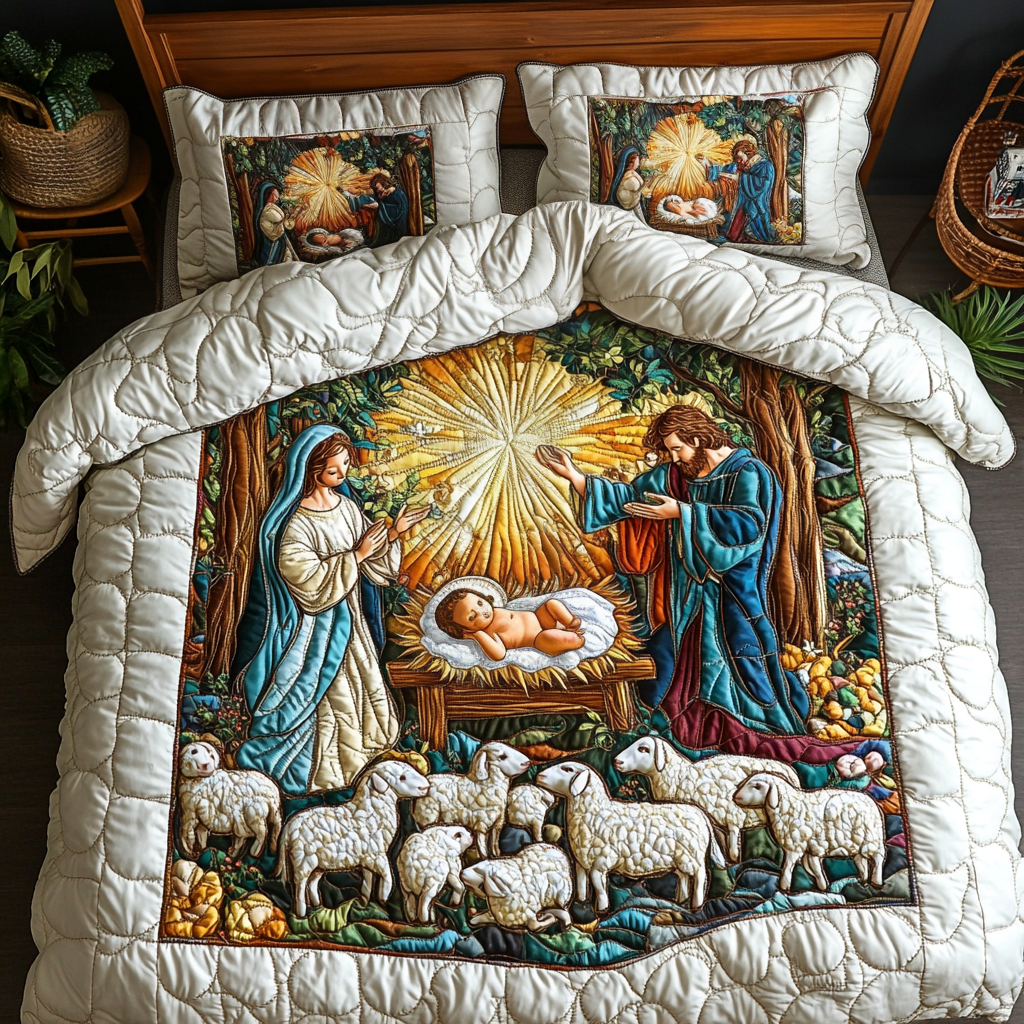 Angelic Arrival Quilted Bedding SetLuxury Bedding Sets Special Birthday Gifts For Grandma