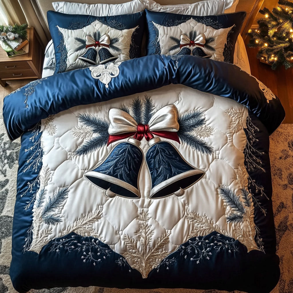 Angelic Christmas Bells Quilted Bedding Set Duvet Cover Bedspread Gifts Bedroom Decorative