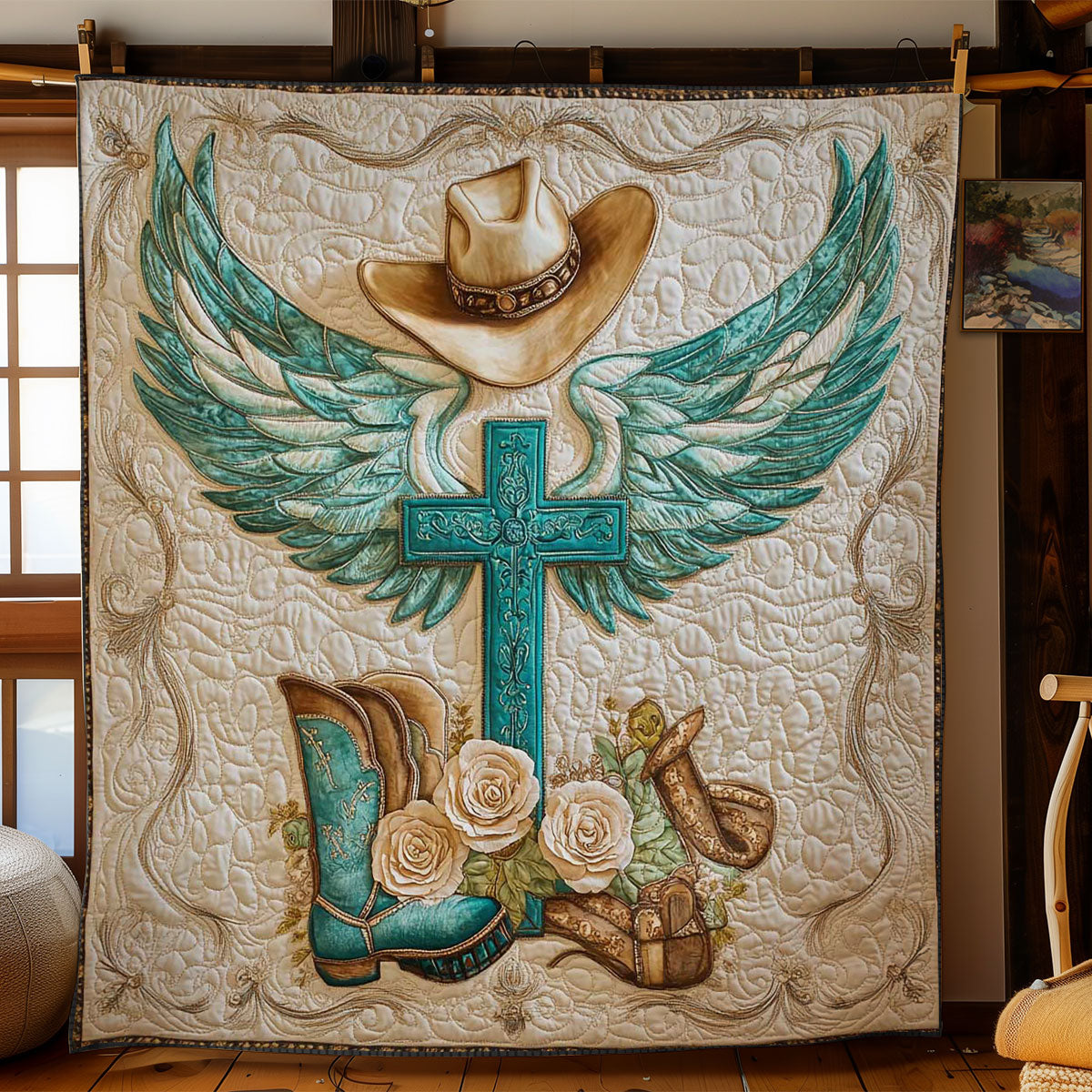 Angelic Cross Quilt Blanket Cross Christian Christmas Holiday Gifts