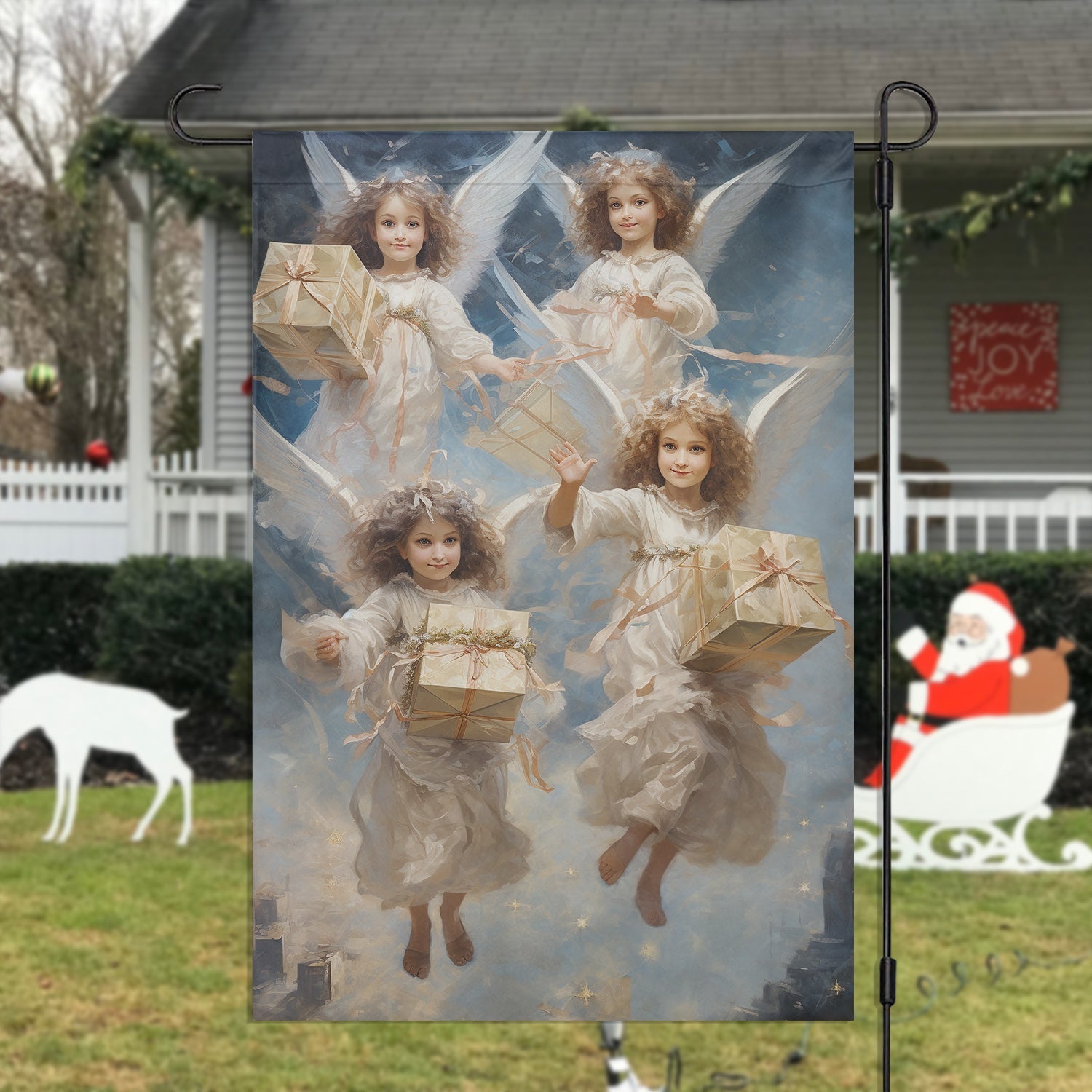 Angelic Messengers Of Festive Joy Flag Christmas Angel Decor Xmas Garden Flag Gift Ideas