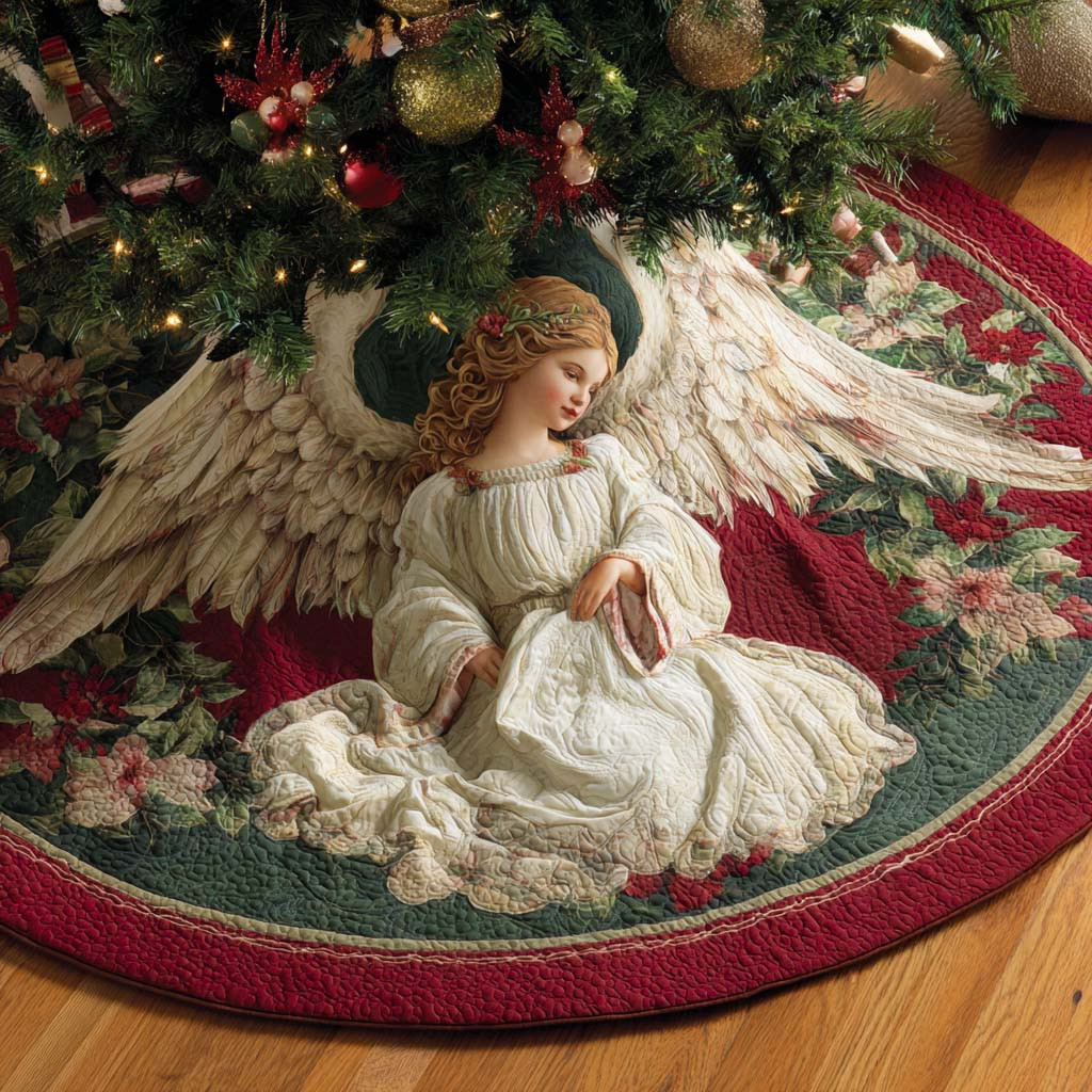 Angelic Whisper Quilted Tree Skirt Christmas Decor Ideas Xmas Gifts For Angel Lovers