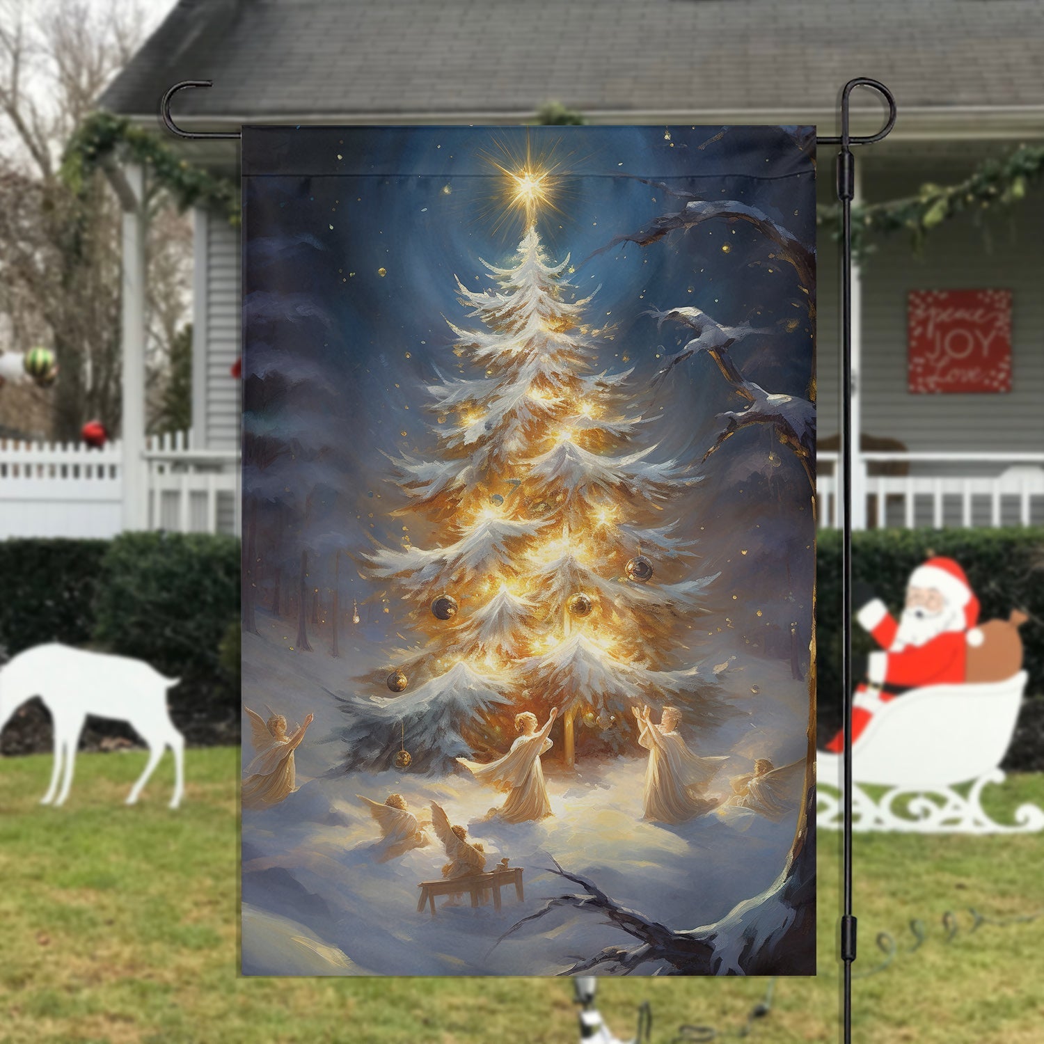 Angels Around The Christmas Tree Xmas Flag Christmas Flag Gift For Angel Lovers