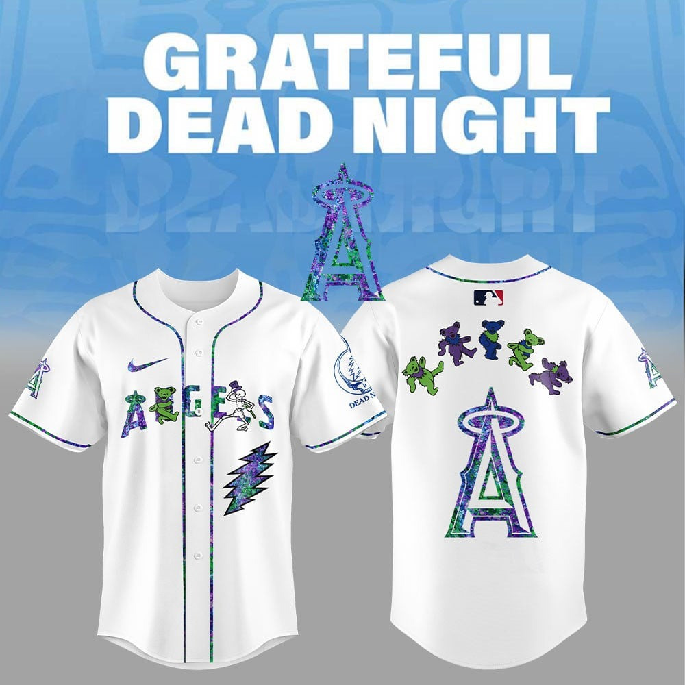 Angels City x Grateful Dead Night Baseball Jersey Shirt Gifts For Baseball Fans