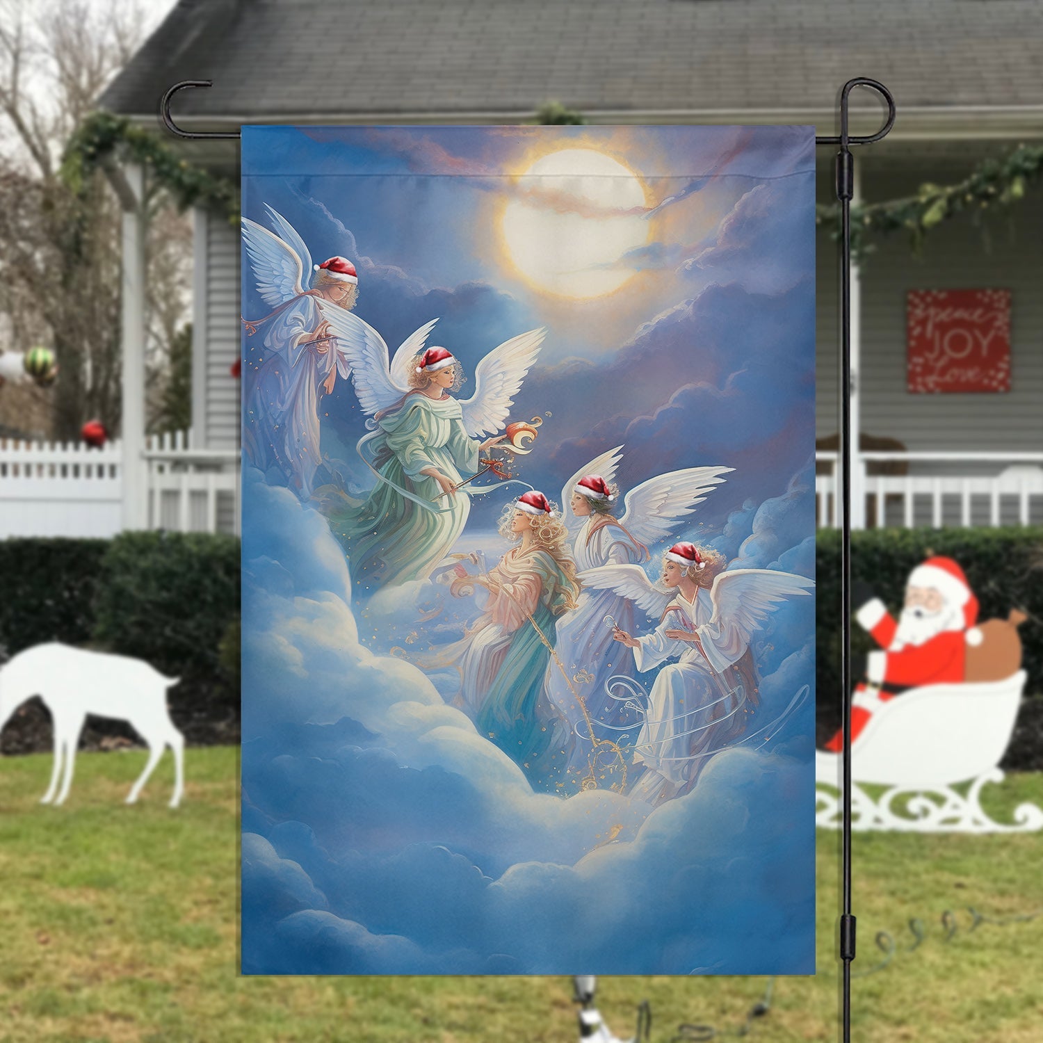 Angels In Festive Flight Christmas Garden Flag Christmas Decor Gift For Angel Lovers