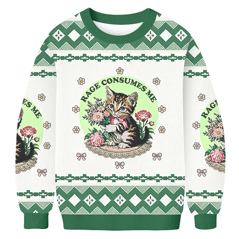 Anger Consumes Me Ugly Sweater Animal Themed Unique Gifts For Cat Owners