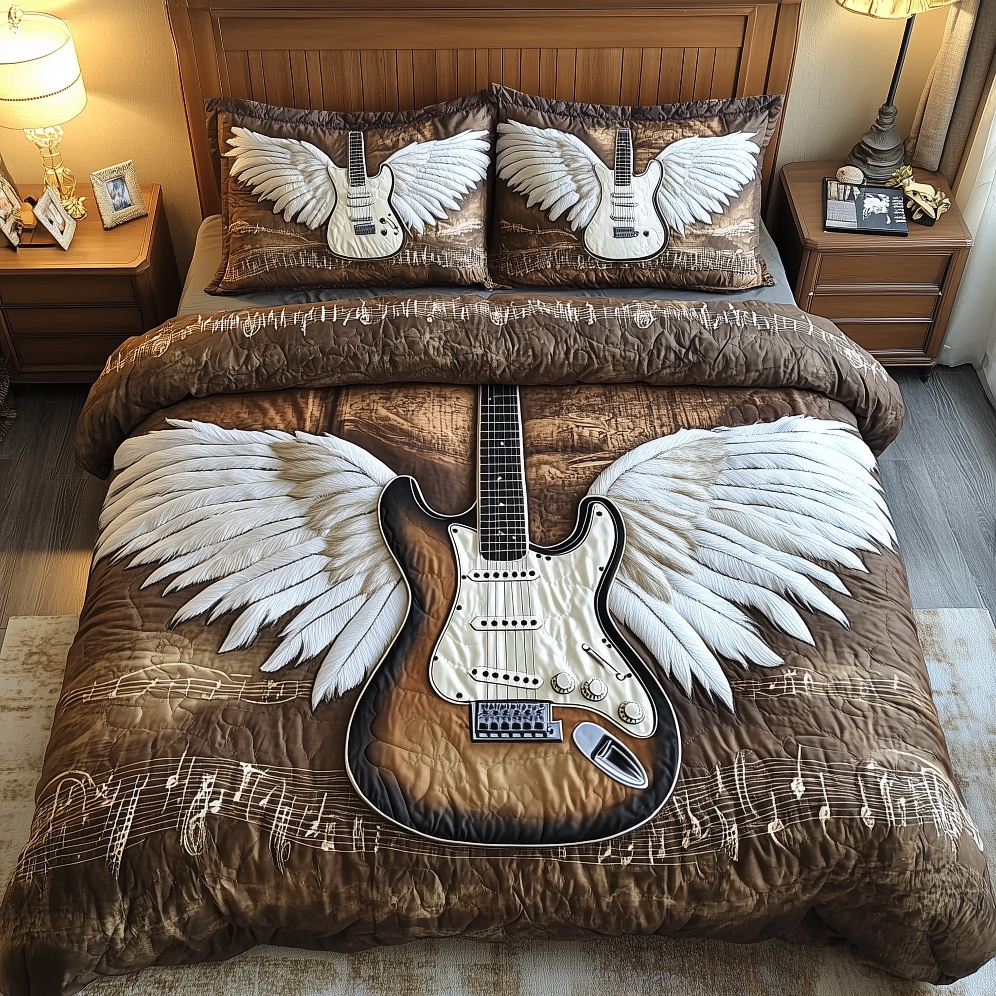 Angle Guitar Quilted Bedding Set Duvet Cover Bedspread Good Gifts For Guitar Players