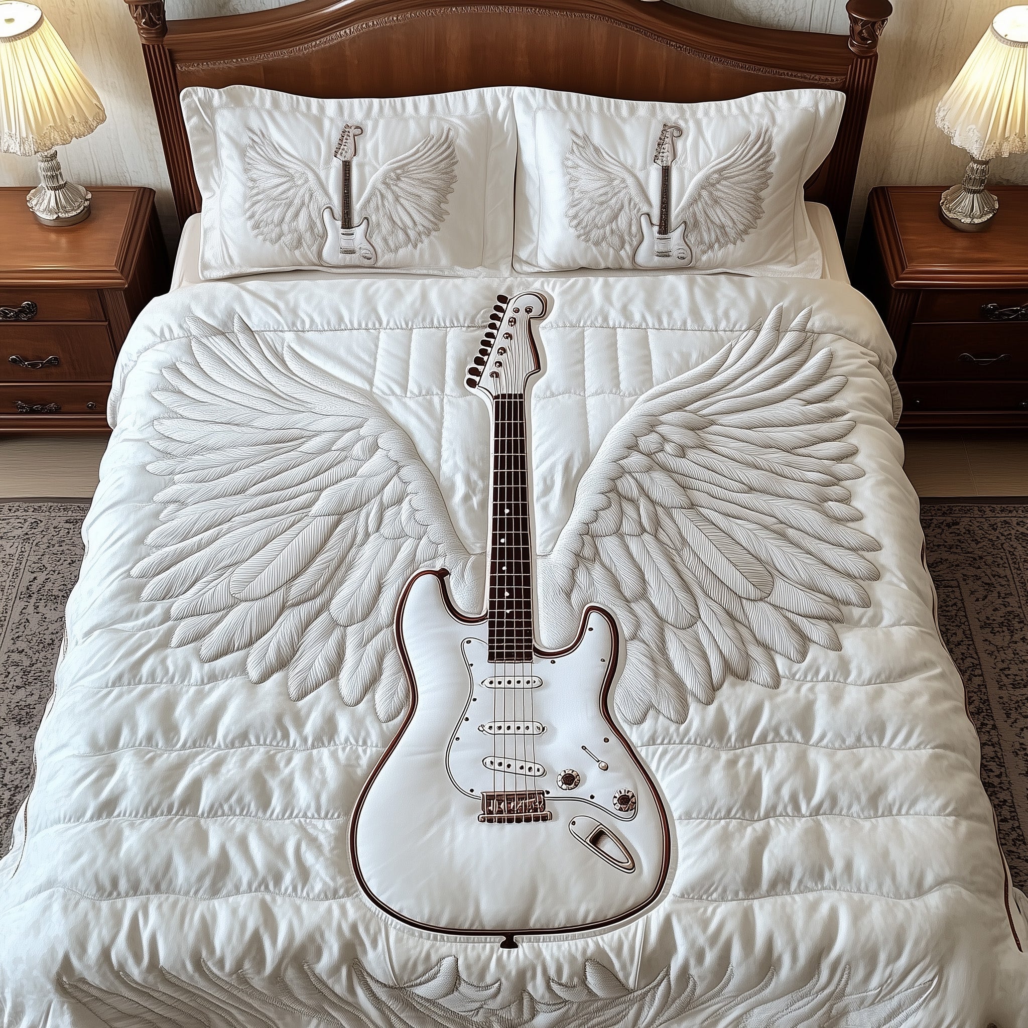 Angle Guitar Quilted Bedding Set Duvet Cover Bedspread Great Gifts For Guitar Players