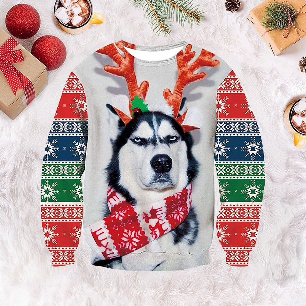 Angry Dog Ugly Christmas Sweater Merry Xmas Sweater Funny Gift For Dog Lovers