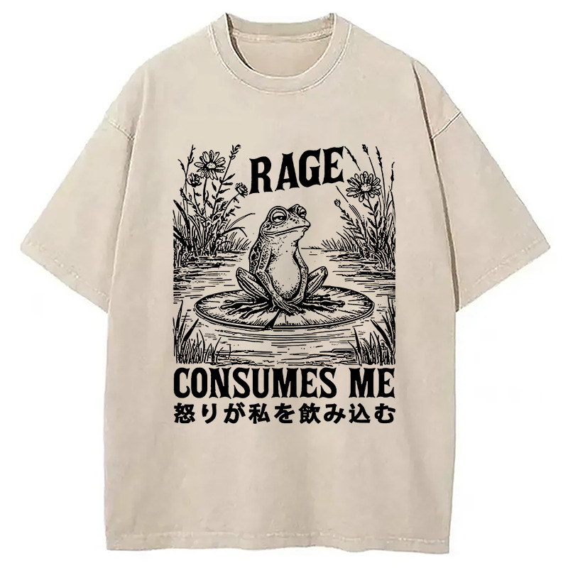 Angry Frog Washed T-Shirt Casual Vintage Everyday Look Gifts For Best Friend Angry Frog Washed T-Shirt Casual Vintage Everyday Look Gifts For Best Friend