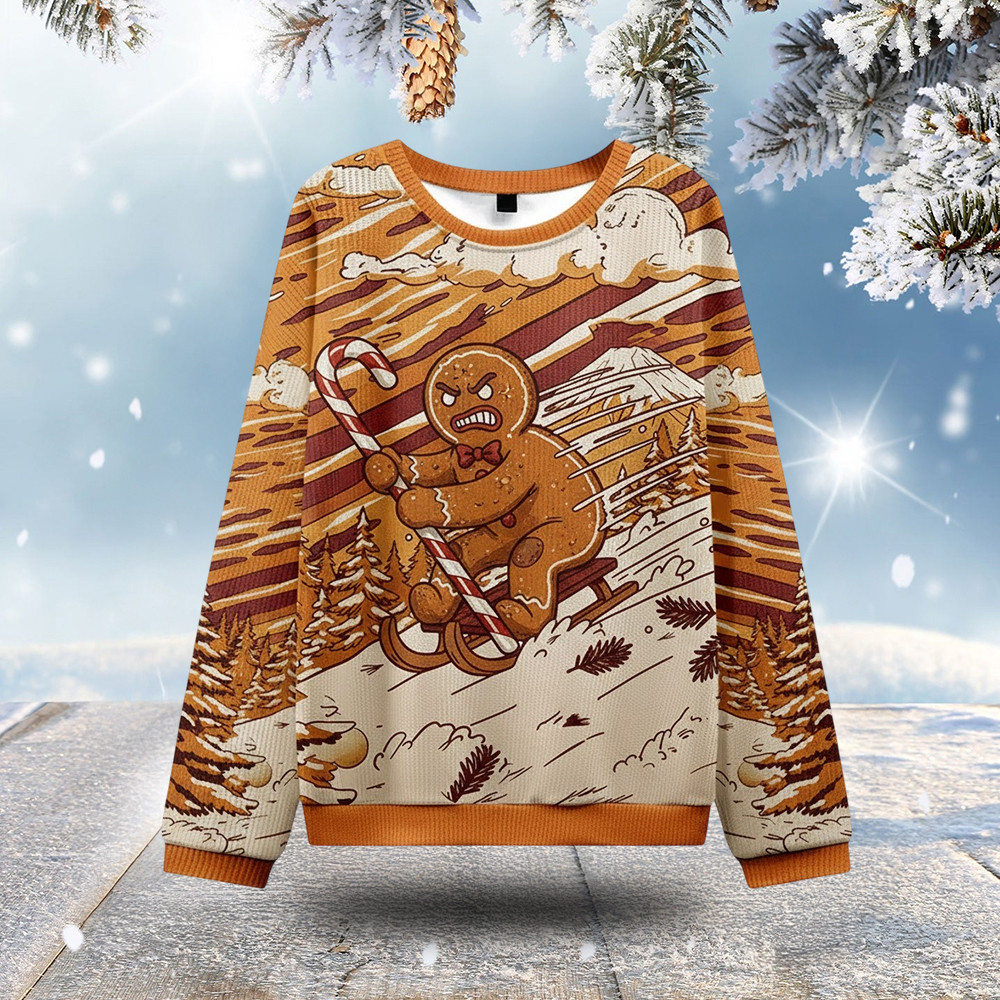 Angry Gingerbread Ugly Christmas Sweater Gingerbread Themed Best Funny Ugly Sweaters