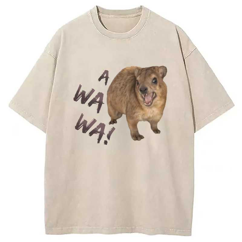 Angry Screaming Hyrax Meme Washed T-Shirt Funny Aesthetic Trendy Apparel Gifts For Her
