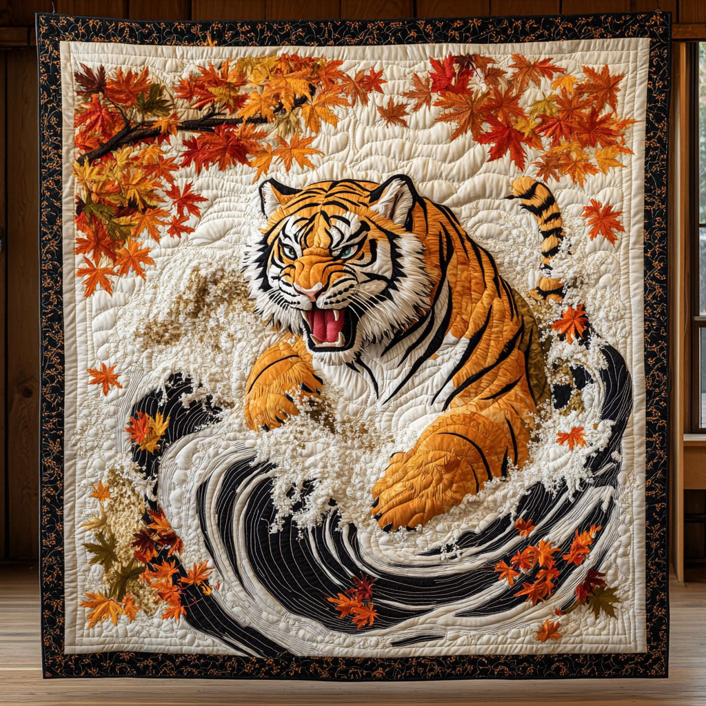 Angry Tiger Quilt Blanket Christmas Holiday Best Tiger Christmas Gifts