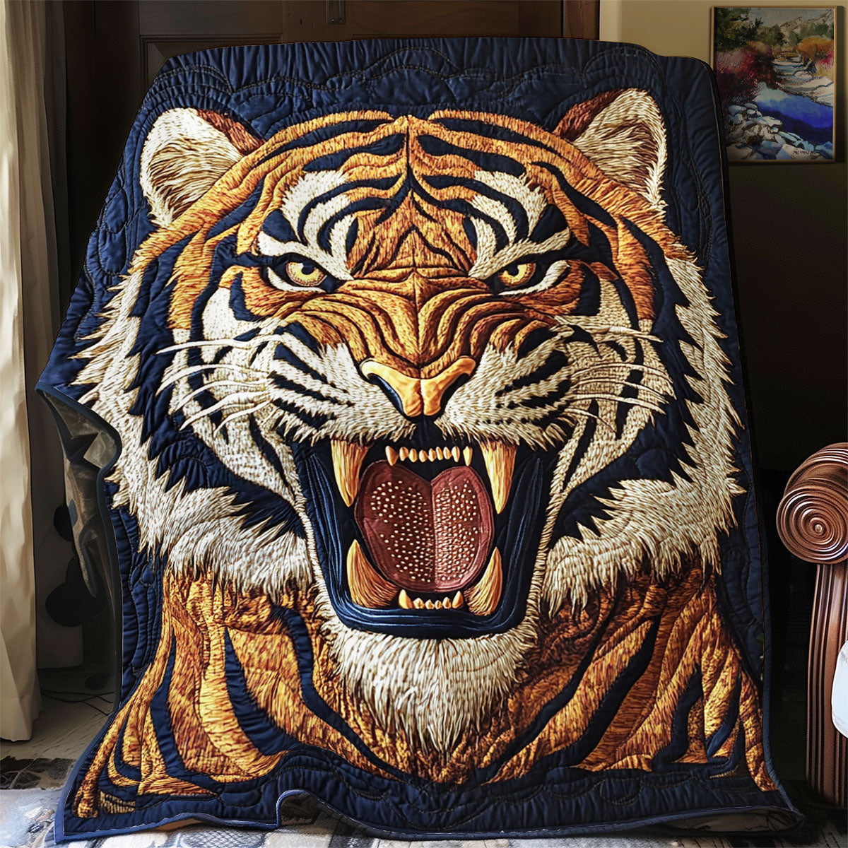 Angry Tiger Quilt Blanket Christmas Holiday Tiger Themed Gifts For Him