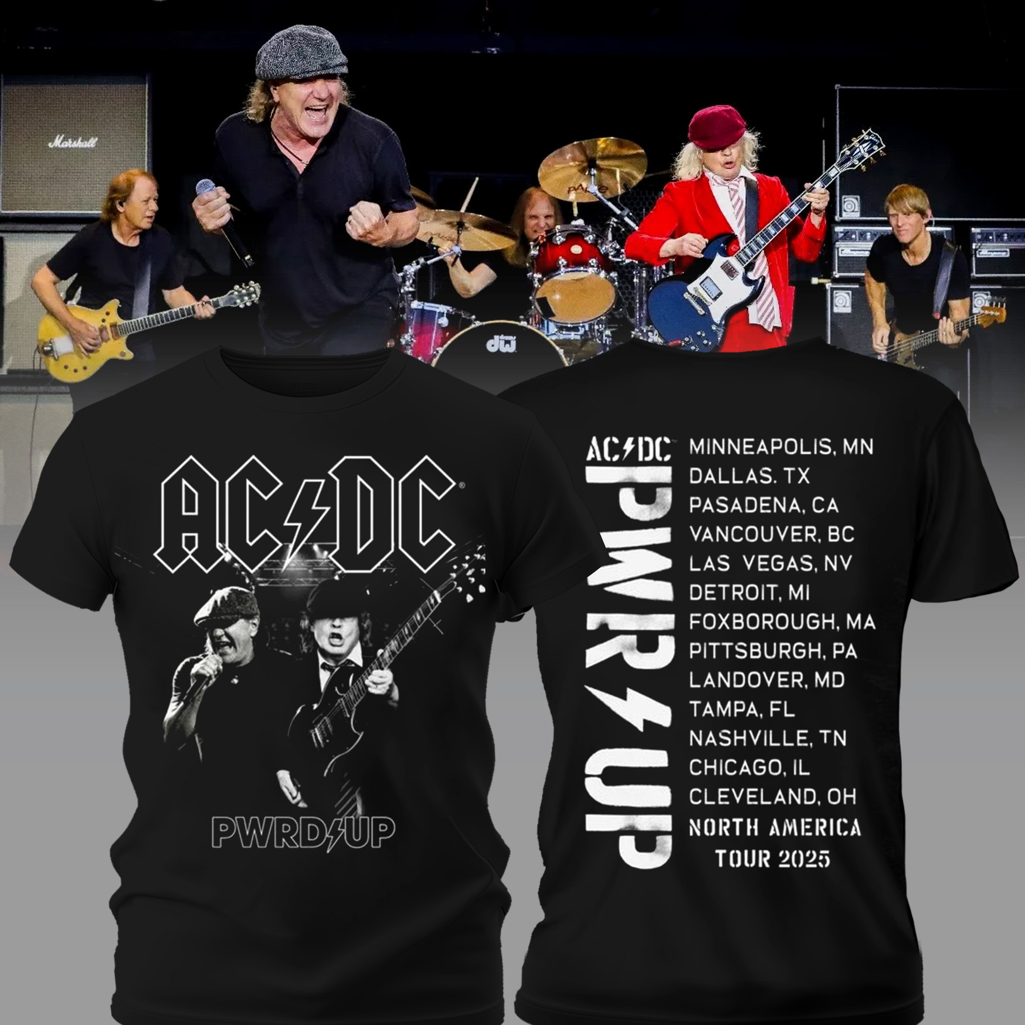 Angus and Bryan PWR UP Tour T-Shirt Unique Gifts For Music Lovers