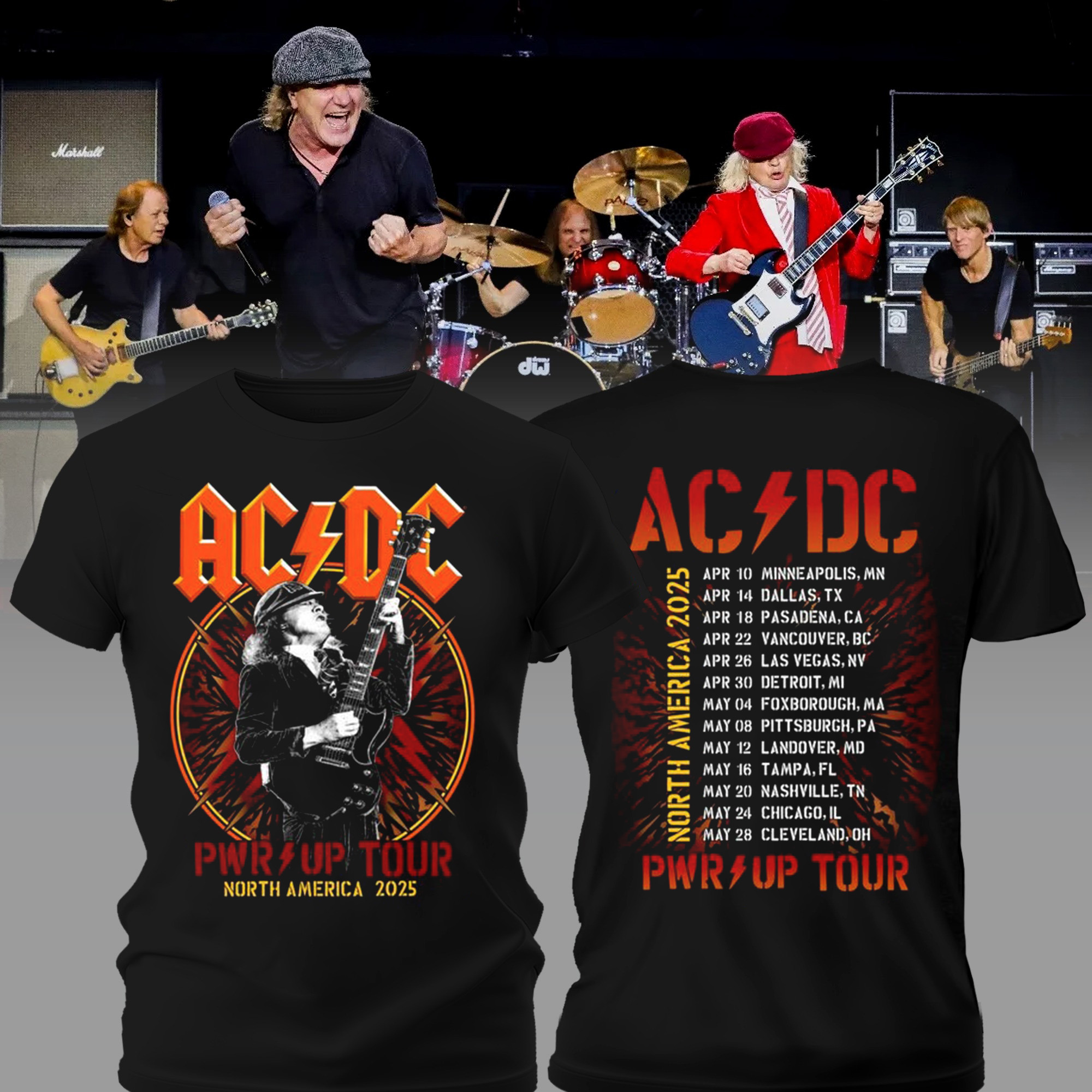 Angus Bolts PWR UP Tour T-Shirt Gifts For Concert Lovers