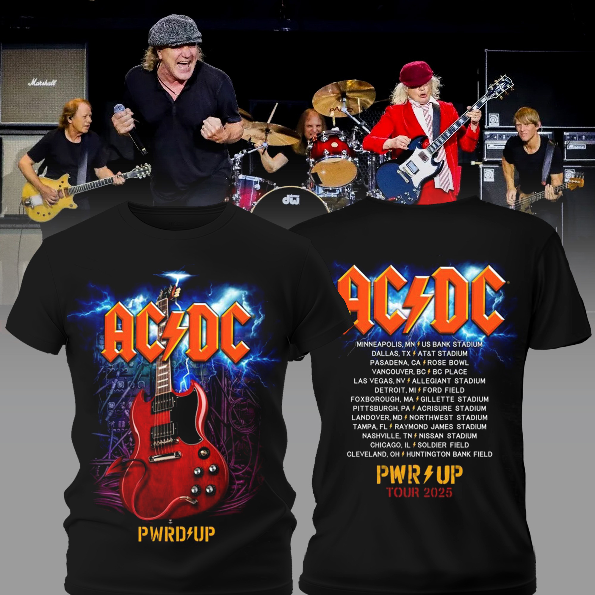 Angus Gibson PWR UP Tour T-Shirt Presents For Music Lovers