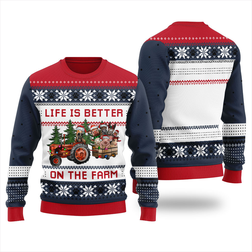 Animal Farms Funny Ugly Christmas Sweater Lovely Christmas Sweater Gift for Mom or Grandma