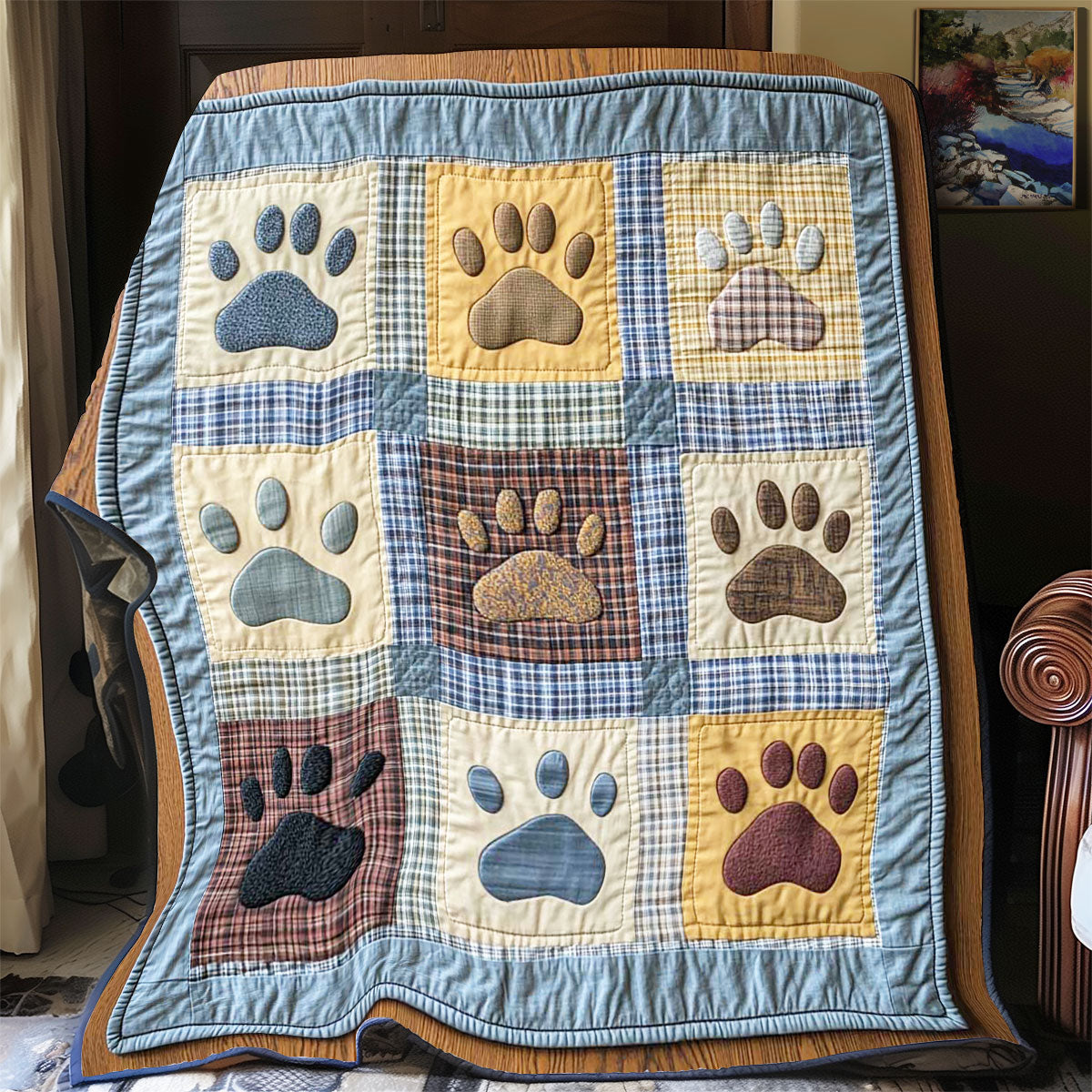 Animal Footprint Quilt Blanket Christmas Holiday Presents For Dog Lovers
