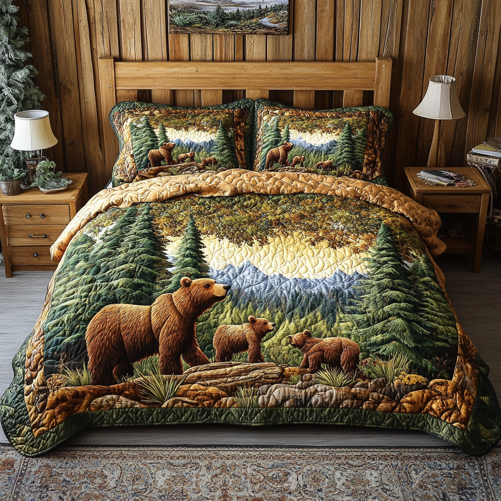 Animal Path Quilted Bedding Set Best Christmas Duvet Cover Set Unique Nature Lover Gifts