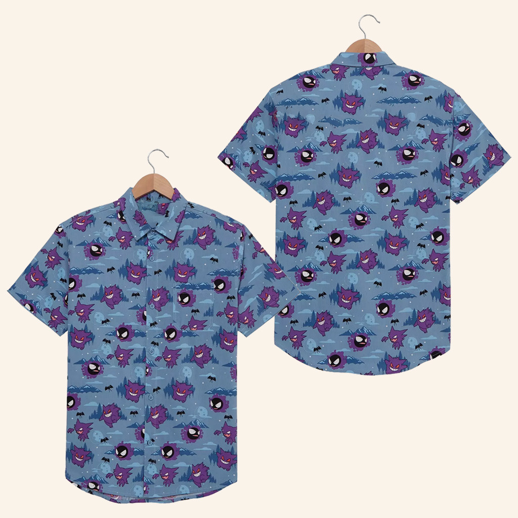 Anime Merch Pokemon Ghost Button Up Shirt Best Gifts For Boyfriend