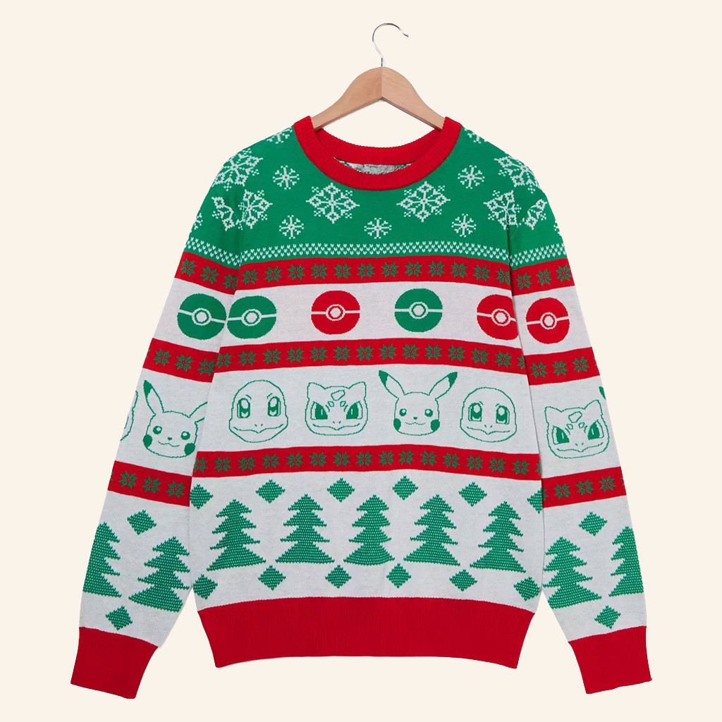 Anime Merch Pokemon Starter Pokemon Holiday Sweater Christmas Presents For Boyfriend
