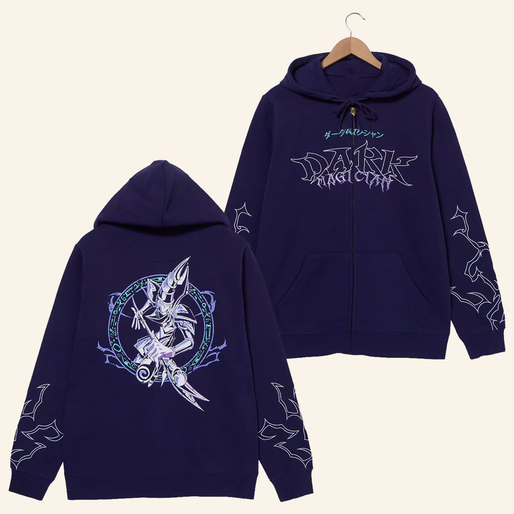 Anime Merch Yu Gi Oh Dark Magician Zip Hoodie Husband Christmas Gift Ideas