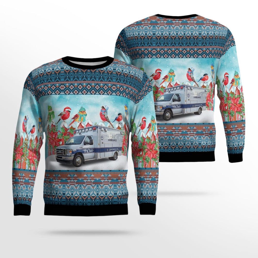 Ann Arbor Michigan Huron Valley Ambulance AOP Ugly Sweater Xmas Unisex Sweater Christmas Gifts for Men Women