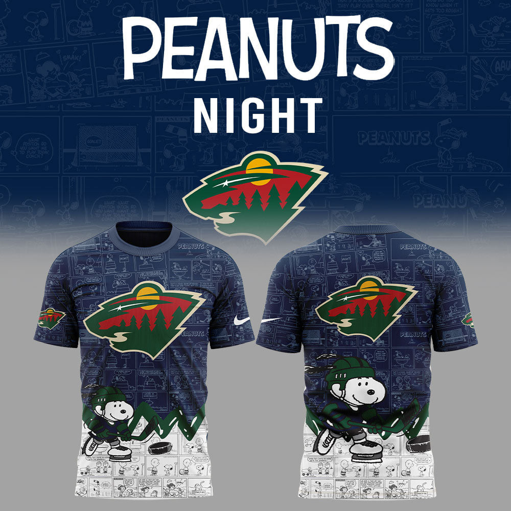 Anniversary Of Peanuts X Minnesota Wild T-Shirt Gifts For Hockey Lovers