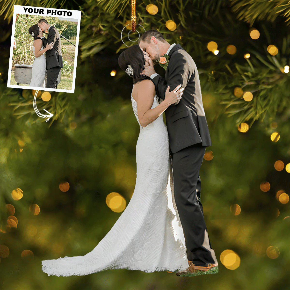 Anniversary Personalized Photo Mica Ornament Gift For Couple