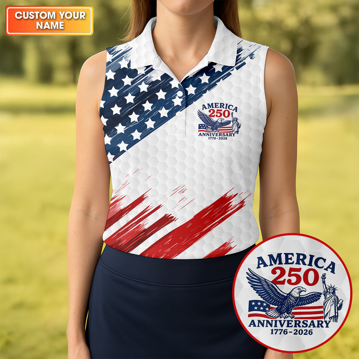 Anniversary Sleeveless Polo Shirt Women's Fourth Of July Clothes Unique Gifts For Mom