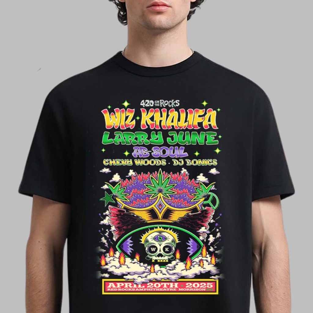 Annual 420 On The Rocks With Wiz Khalifa Larry June AB Soul Chevy Woods And DJ Bonics At Red Rocks Amphitheatre In Morrison On April 20 2025 T-Shirt Gift Ideas For Him Annual 420 On The Rocks With Wiz Khalifa Larry June AB Soul Chevy Woods And DJ Bonics At Red Rocks Amphitheatre In Morrison On April 20 2025 T-Shirt Gift Ideas For Him