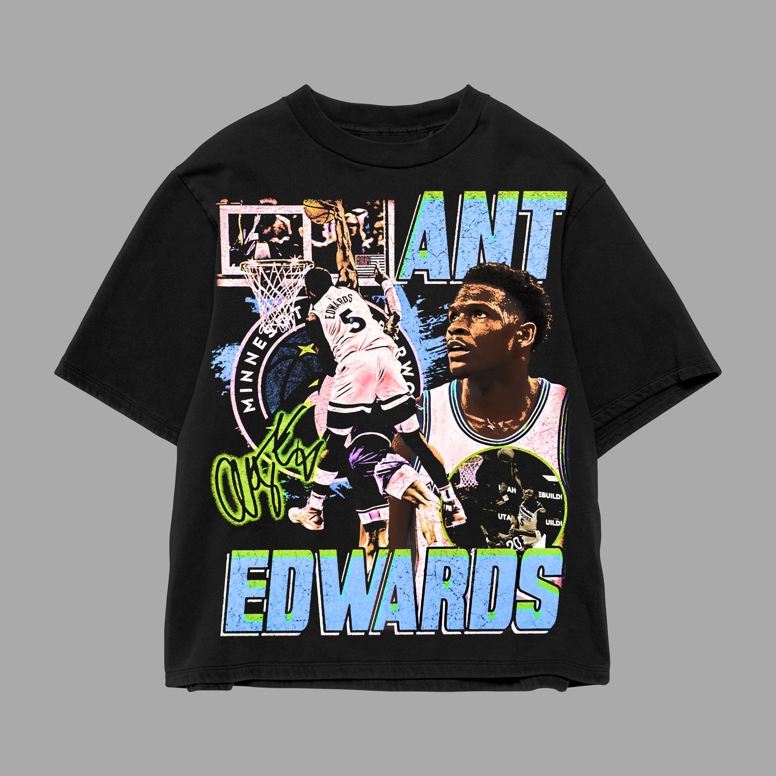Anthony Edwards Black T-Shirt Timberwolves Merch Best Gifts For Basketball Players