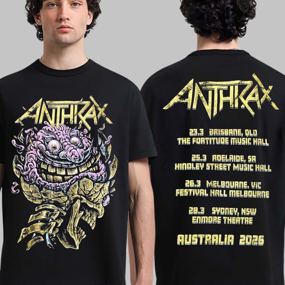 Anthrax Australia Tour 2026 Merch Skull Brain Art T-Shirt Music Concert Outfit Fan Gift