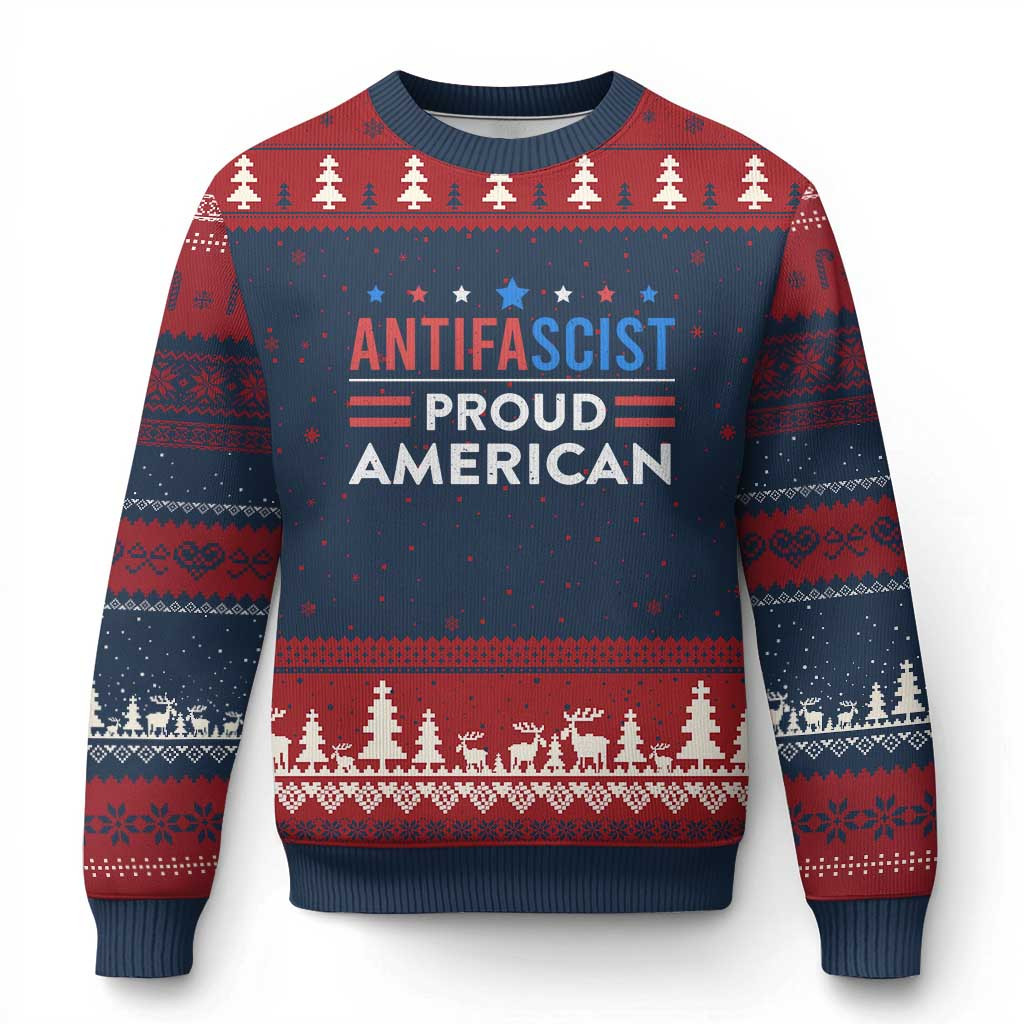 Anti Fascist Proud American Ugly Christmas Sweater Fight Fascism Sweater Human Rights Gifts